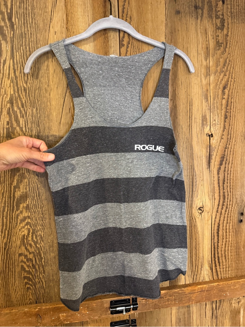Rogue Women's Gray Striped Racerback Tank Top